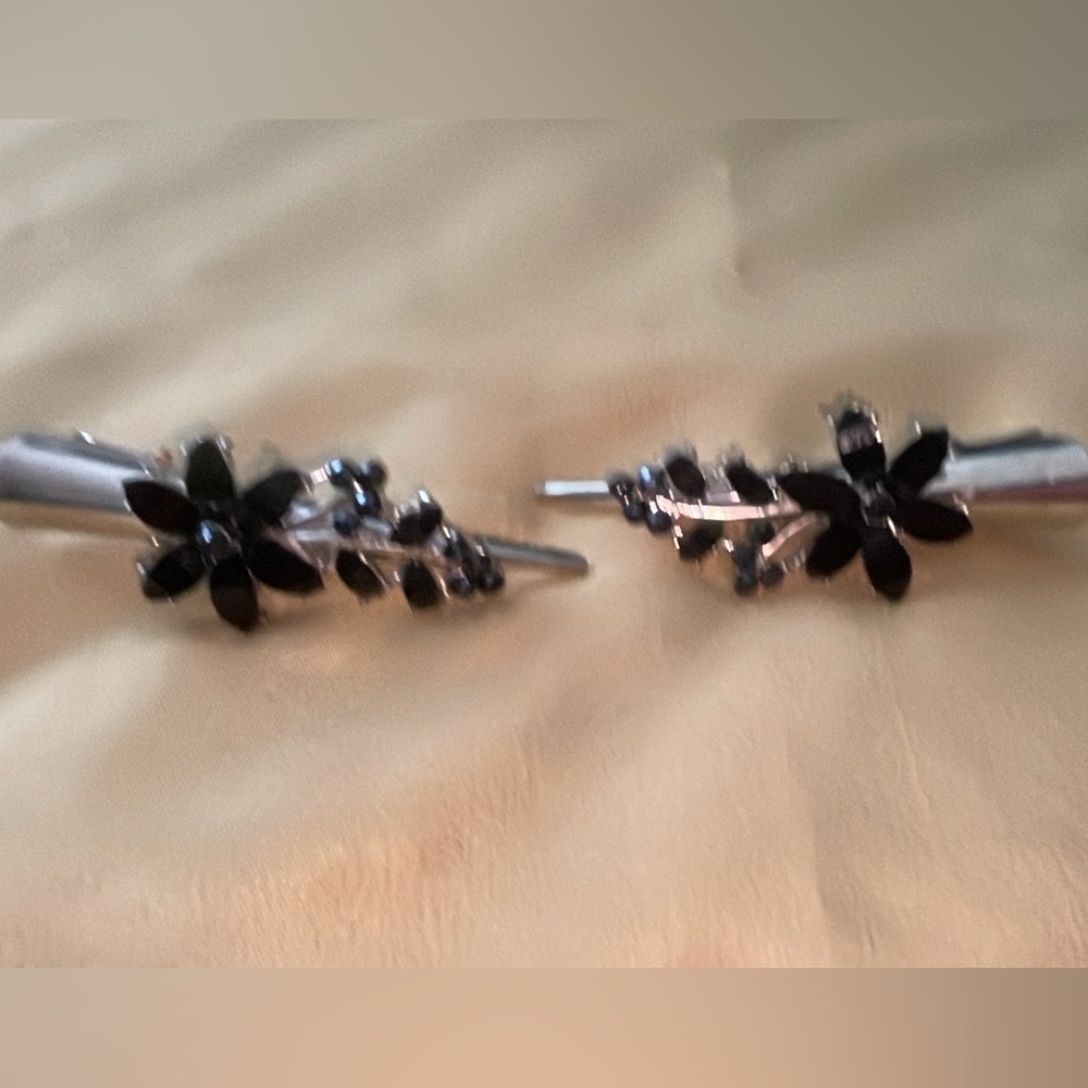 Black Floral Hair Clips